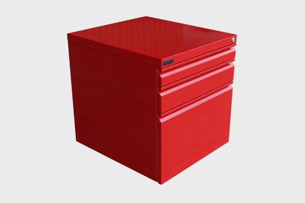 Red 3 drawer mobile pedestal